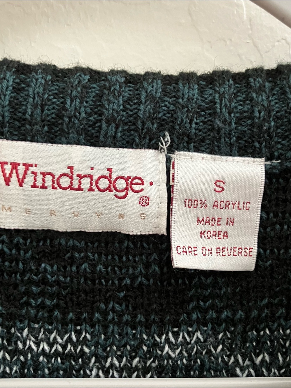 Vintage Windridge Crewneck Knit Sweater Men’s Small Teal Black Geometric - Picture 2 of 8